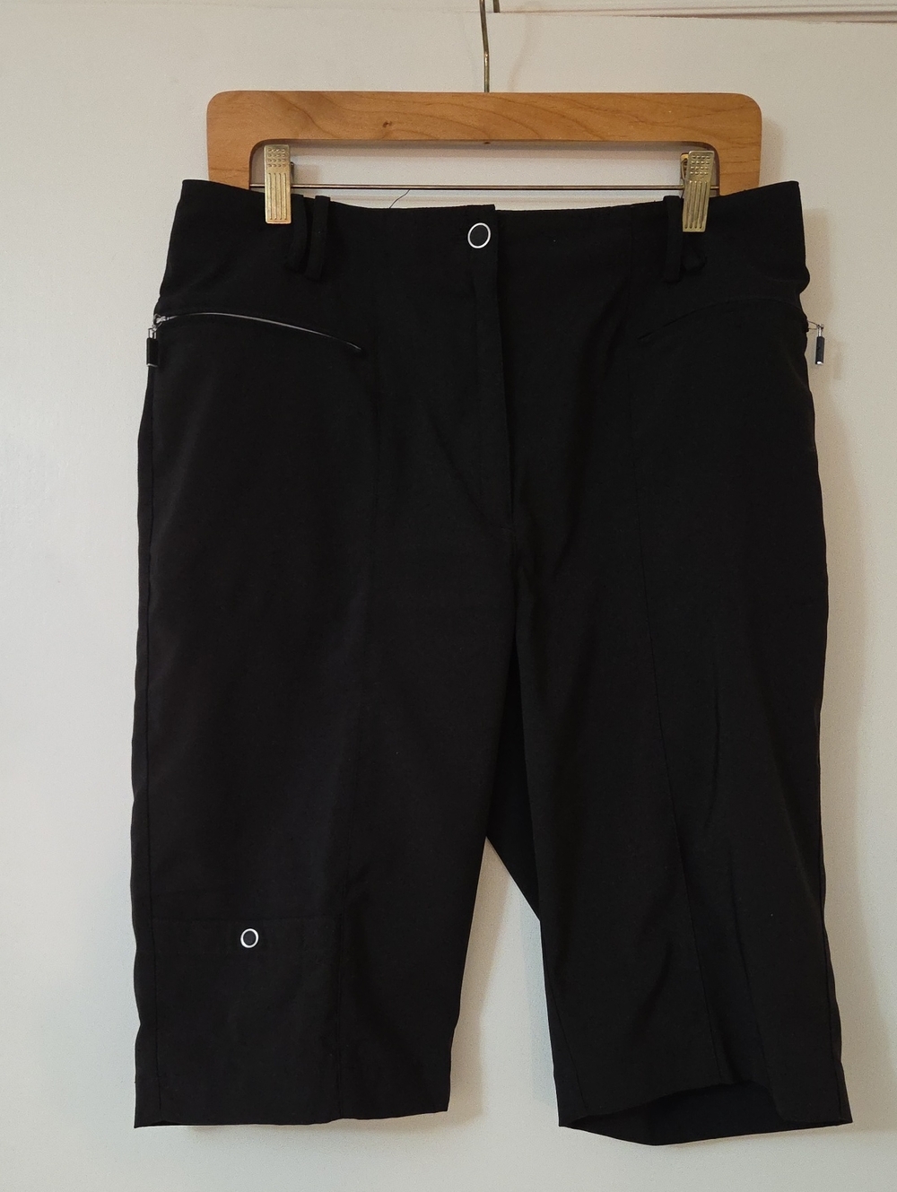 Women’s Black Bermuda Shorts with Zip Details